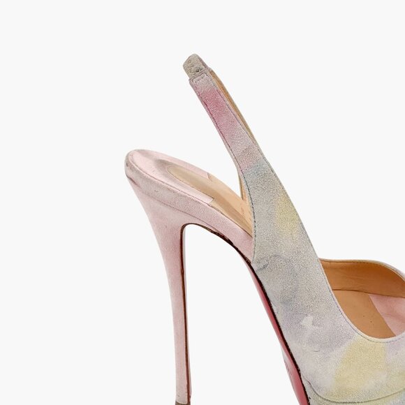 Christian Louboutin Platform Slingback Heels Pink Suede Size 36.5 US 6.5 Peep - Picture 10 of 15
